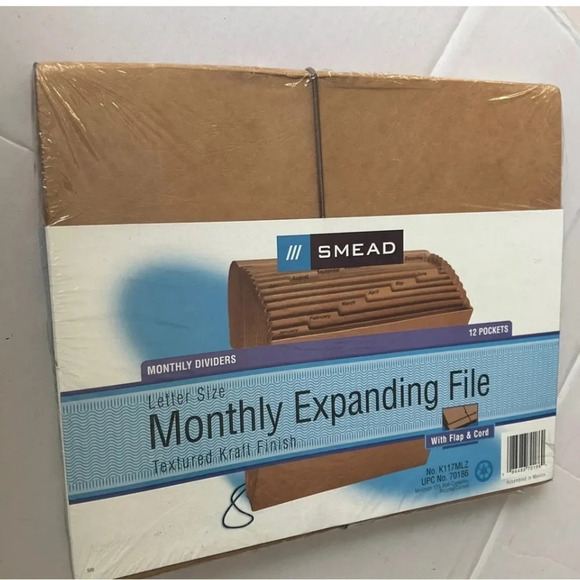 Smead Monthly Expanding Files 12 Pockets Textured Letter Kraft 70186 Jan-Dec - Picture 2 of 3
